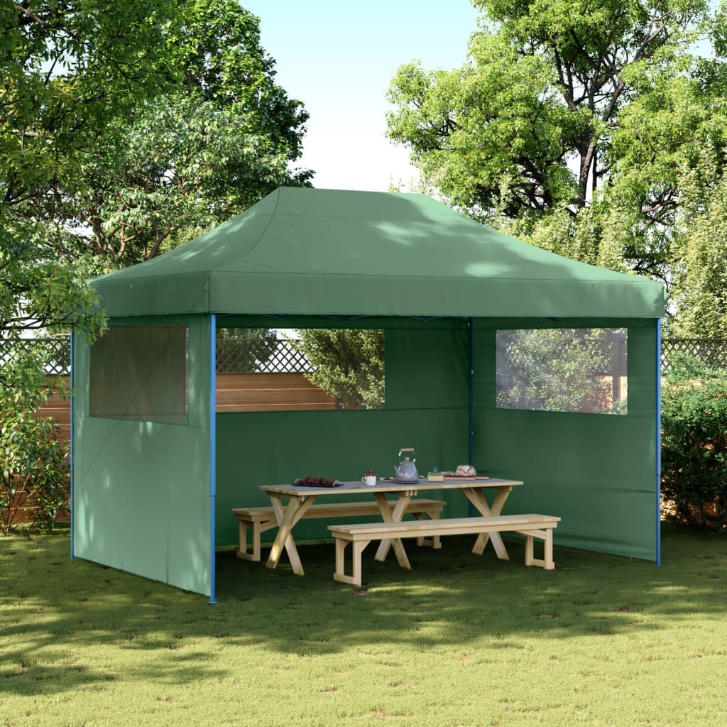Walplus Folding Pop Up Party Tent with 3 Sidewalls - Green