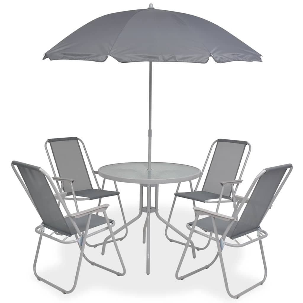 Walplus 6 Piece Textilene Outdoor Dining Set - Grey - 80 x 70 cm