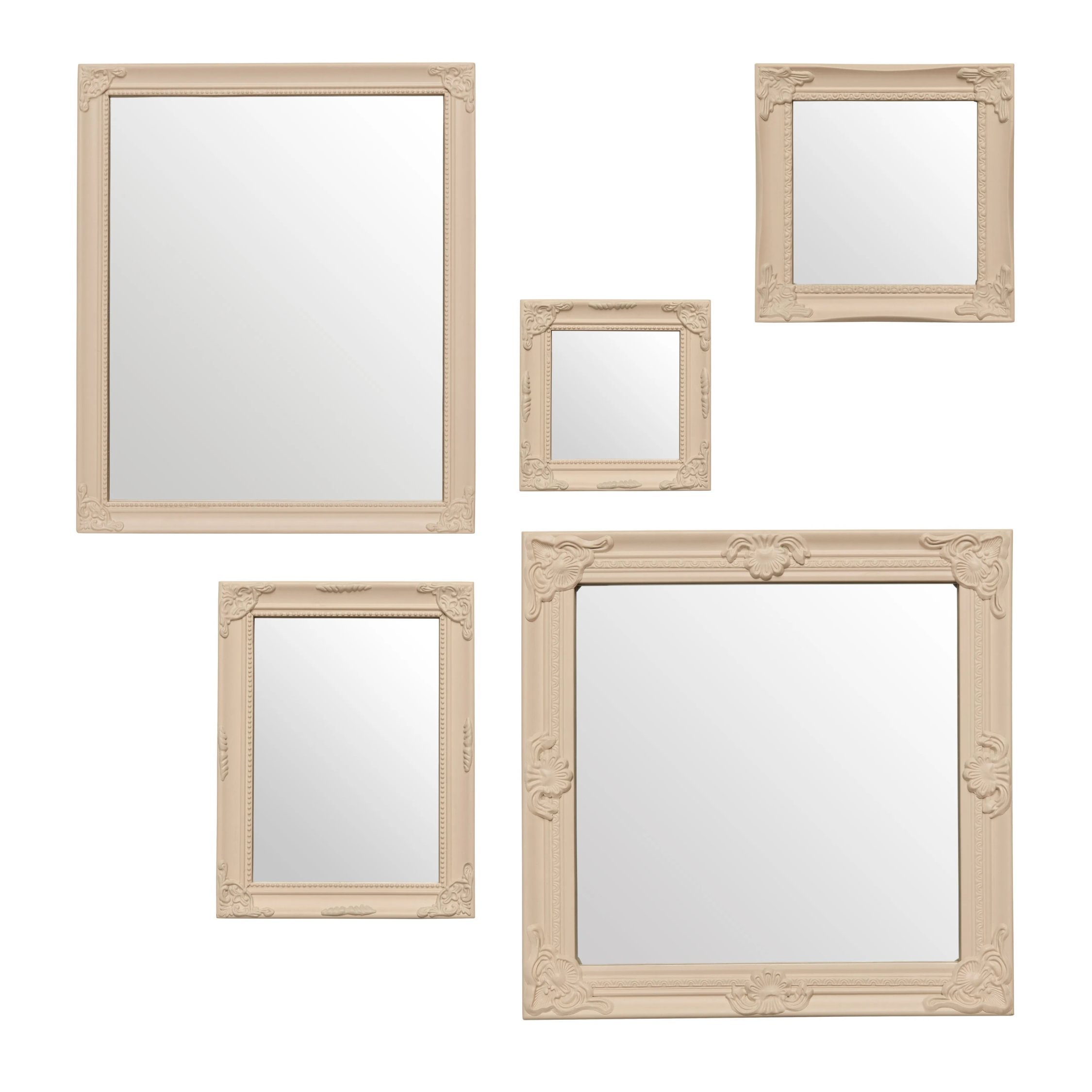 Orsina Brussels Set of 5 Baroque Mirrors Finish Frame – Cream