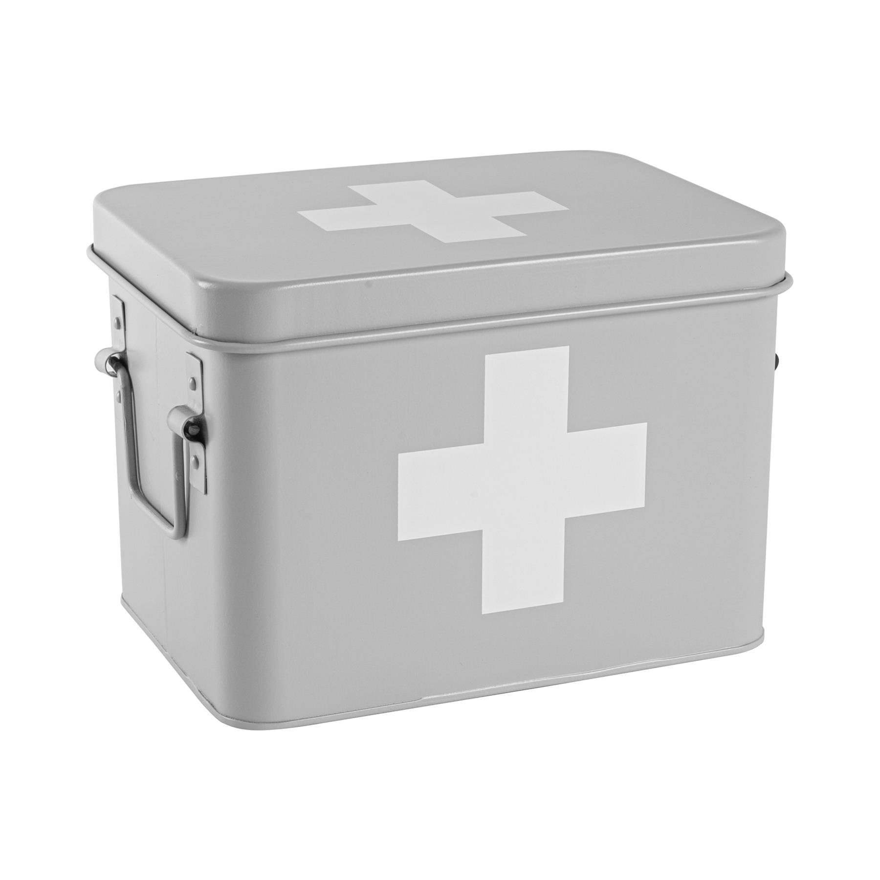 Harbour Housewares Vintage Metal First Aid Box - 23cm - Grey