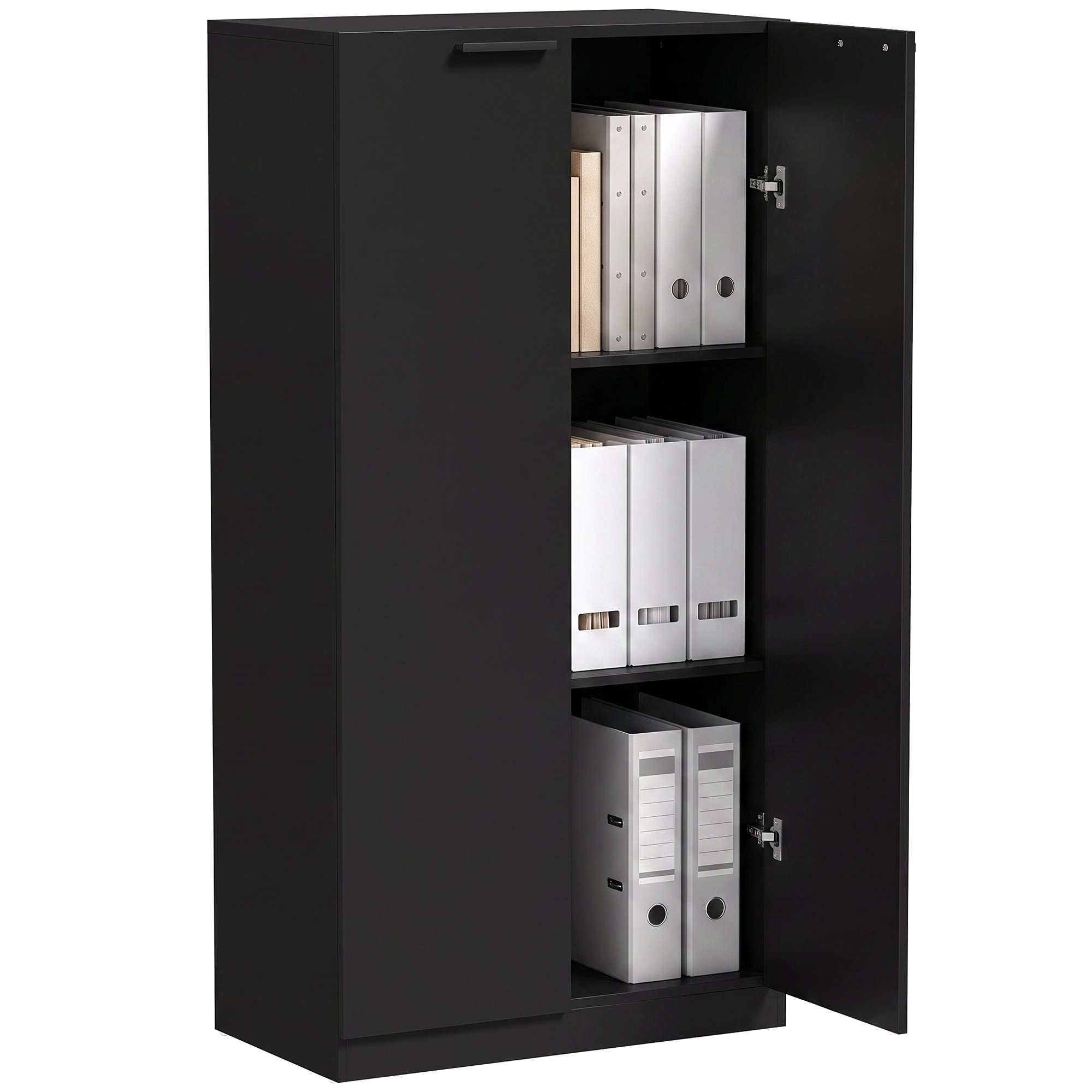 HOMCOM 3 Tier Wooden Tall Storage Cabinet Cupboard - Black
