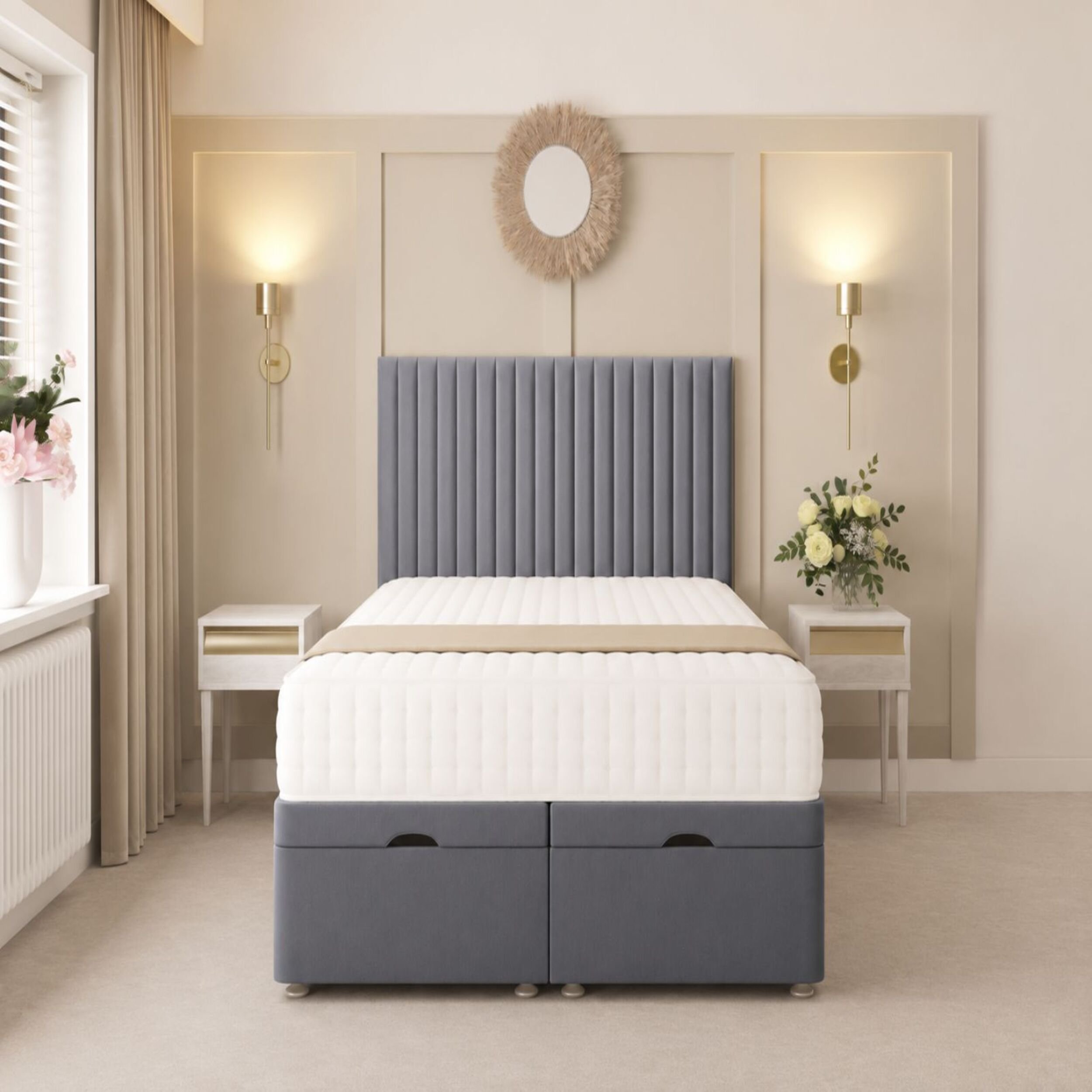 Bed Choices Khloe King Ottoman Bed with 54" Headboard - Grey