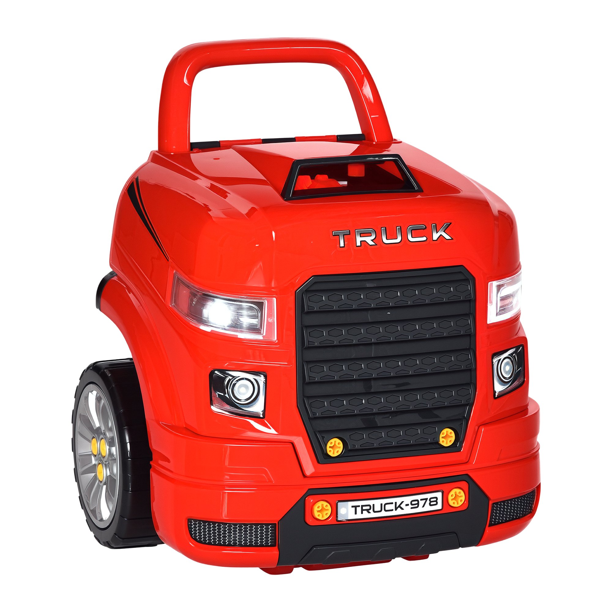 HOMCOM RC Car Key Steering Horn Light Kids Truck Engine Toy Set - Red