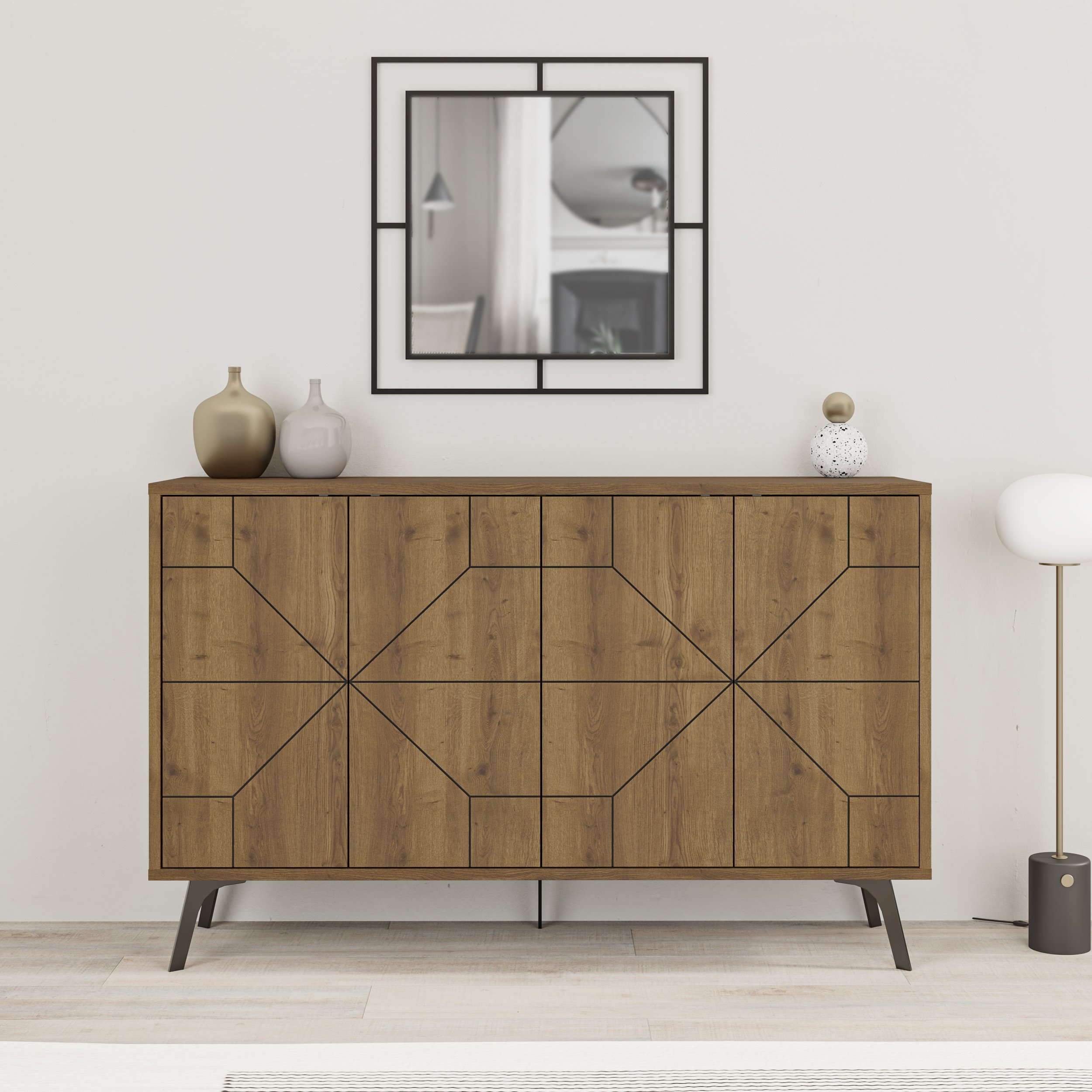 Decortie Dune 4 Sliding Door Sideboard - Dark Oak