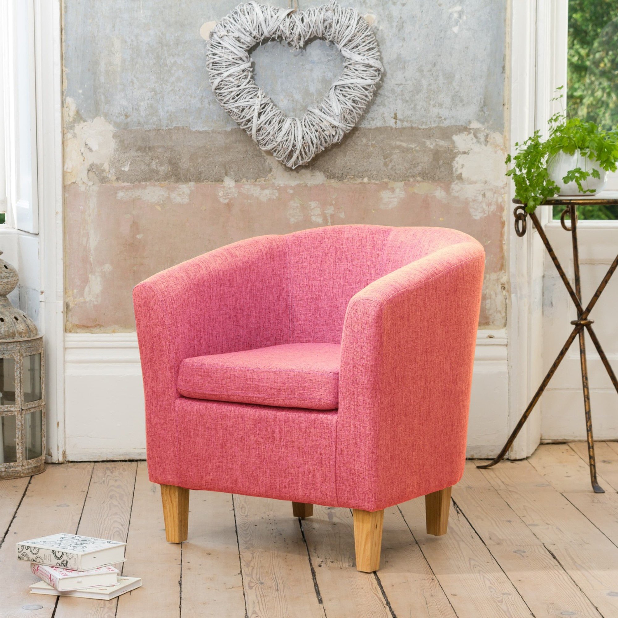 Artemis Home Alderwood 68cm Wide Fabric Tub Chair Armchair - Pink