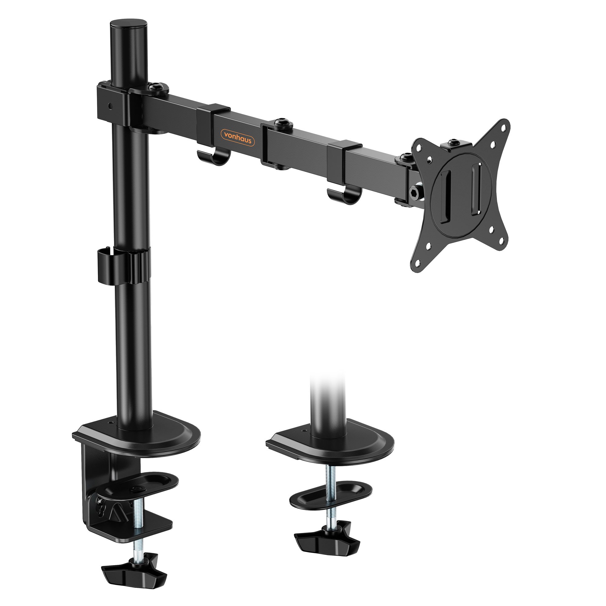 VonHaus 13-32in Adjustable Metal Single Monitor Mount with Desk Clamp – Black