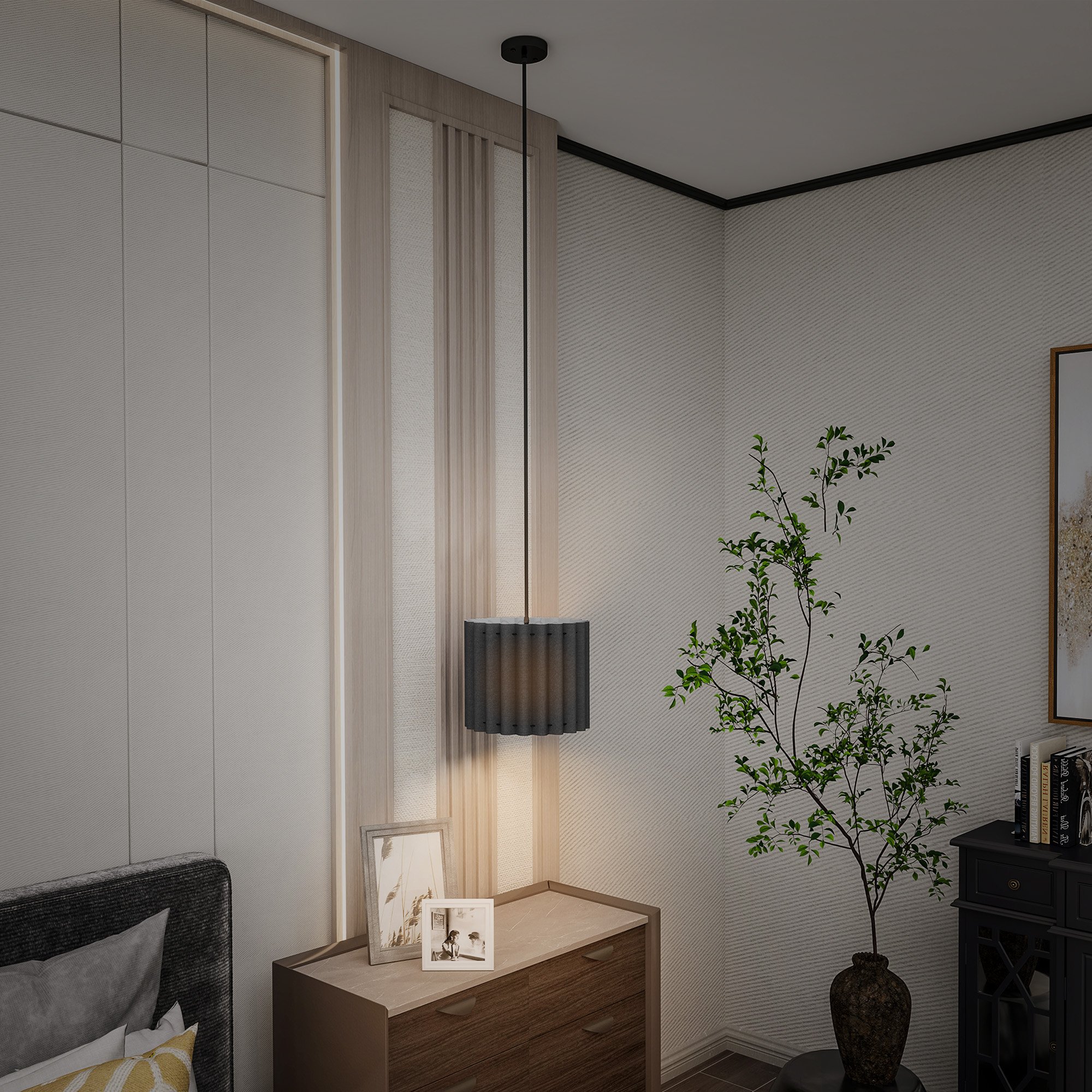 HOMCOM Linen Modern Bedside Ceiling Lamps with E27 Bulb - Black