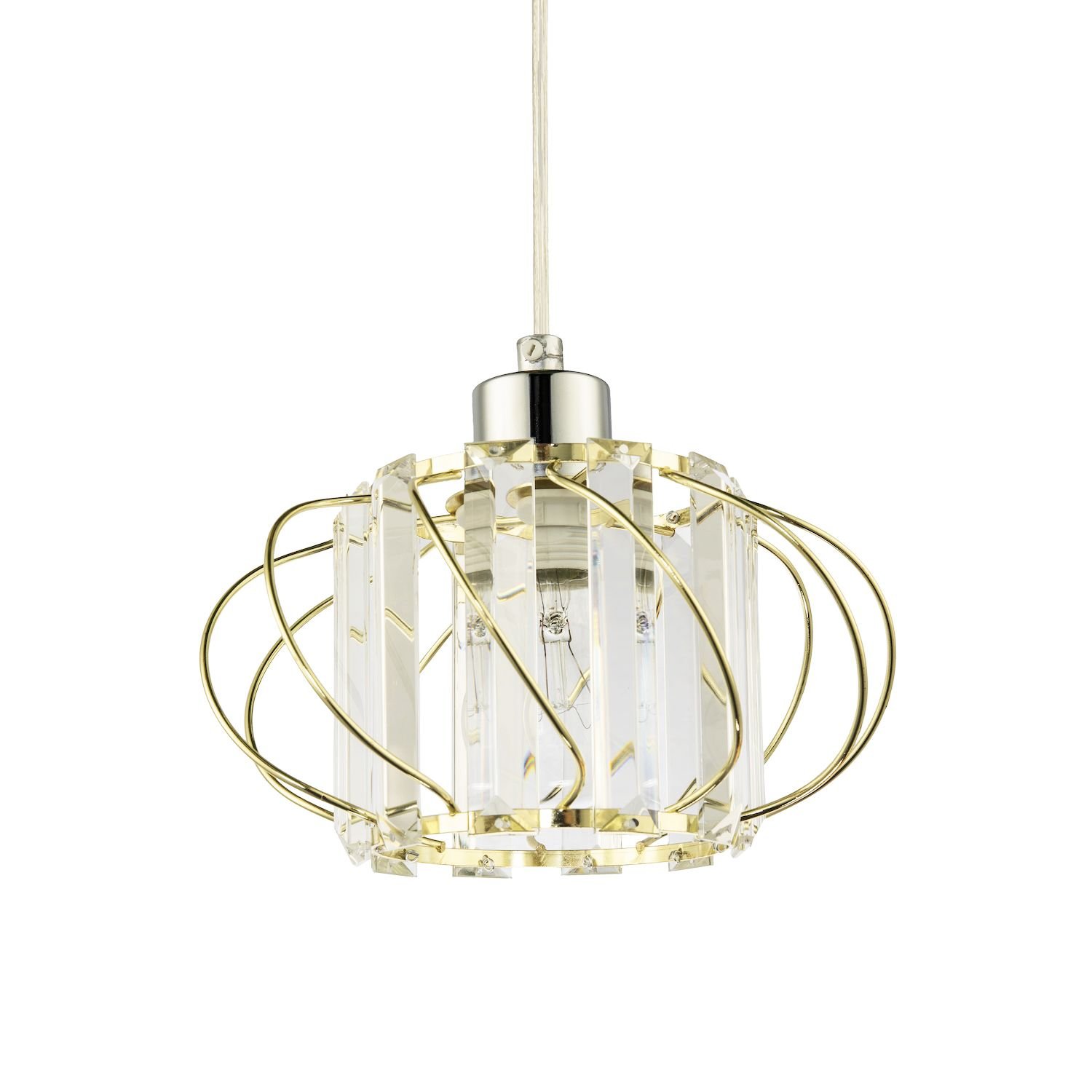 Happy Homewares Gold Clear Acrylic Rectangular Prims Pendant Shade - 19cm