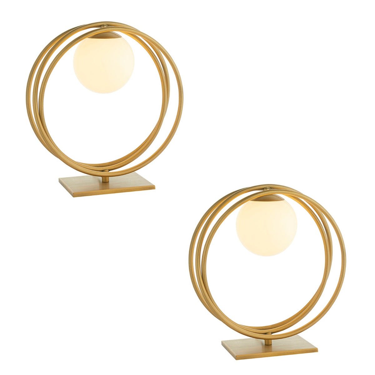 Loops Direct Pack of 2 Table Lamp - Brushed Gold and Gloss Opal
