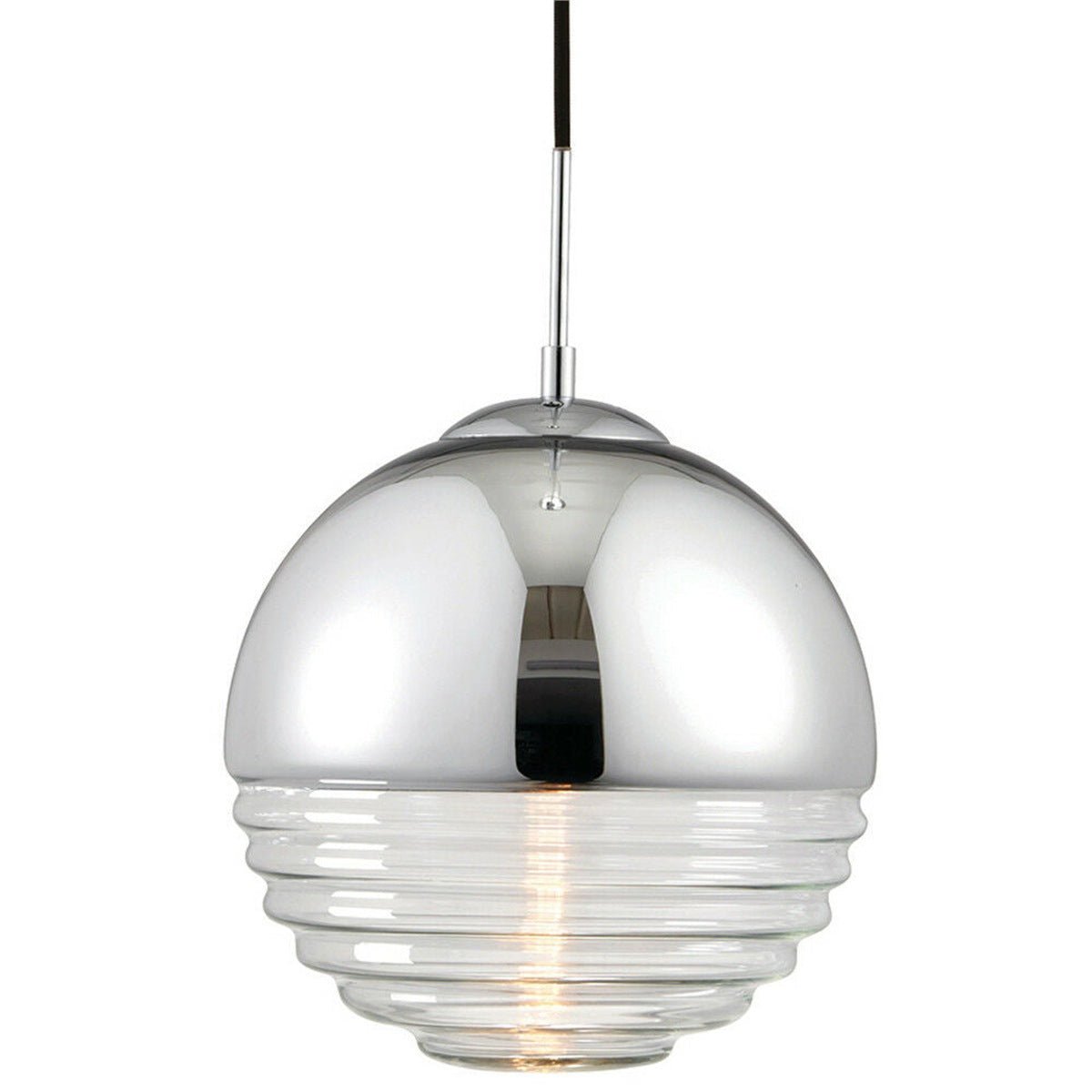 Loops Direct Steel and Glass Ceiling Pendant - Chrome and Clear