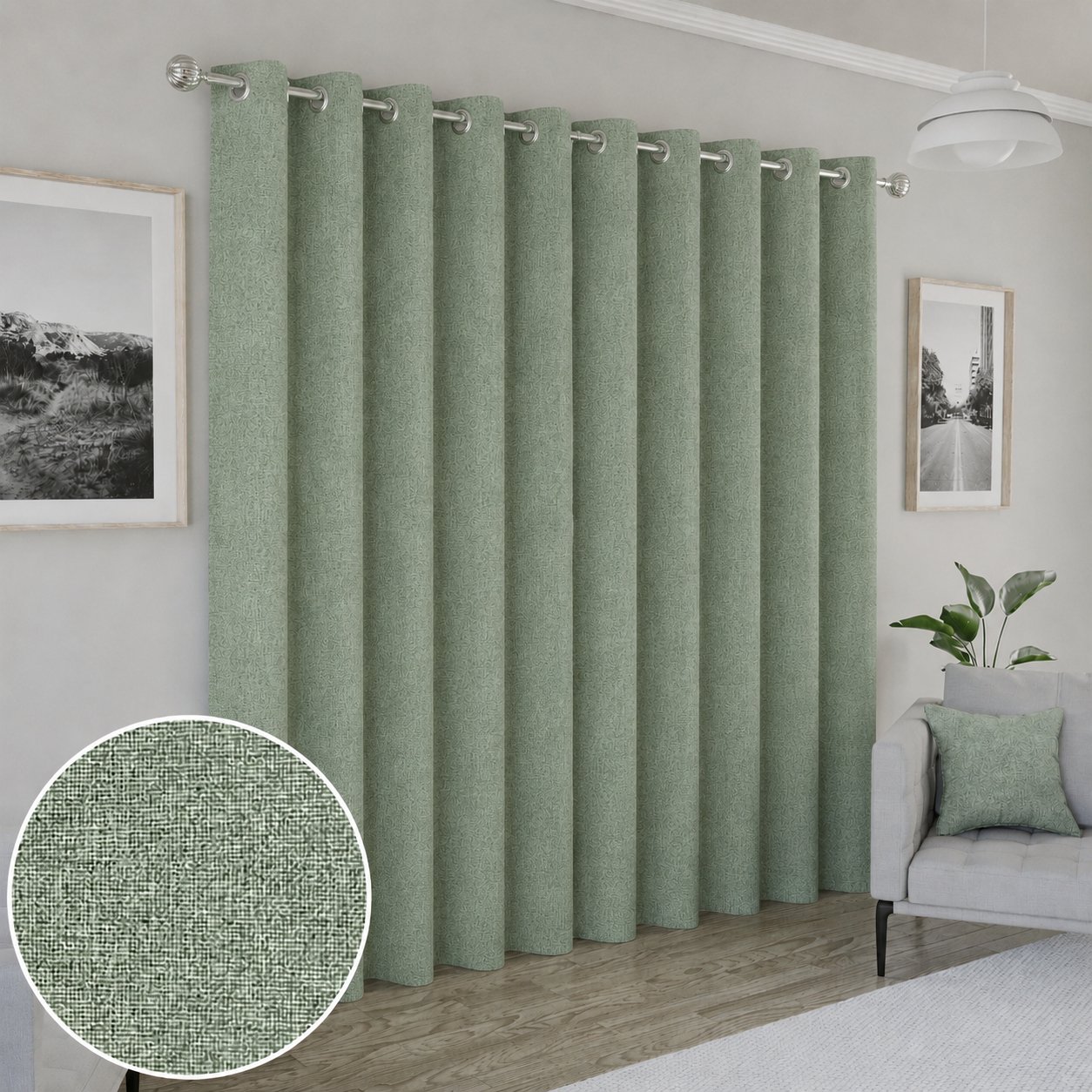 Enhanced Living Berlin Blackout Thermal Eyelet Curtains - 117 x 137cm - Green