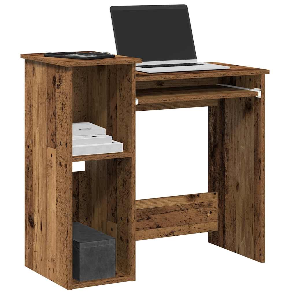Walplus Shelves Engineered Wood Desk - Dark Wood - 84 x 40 x 78 cm