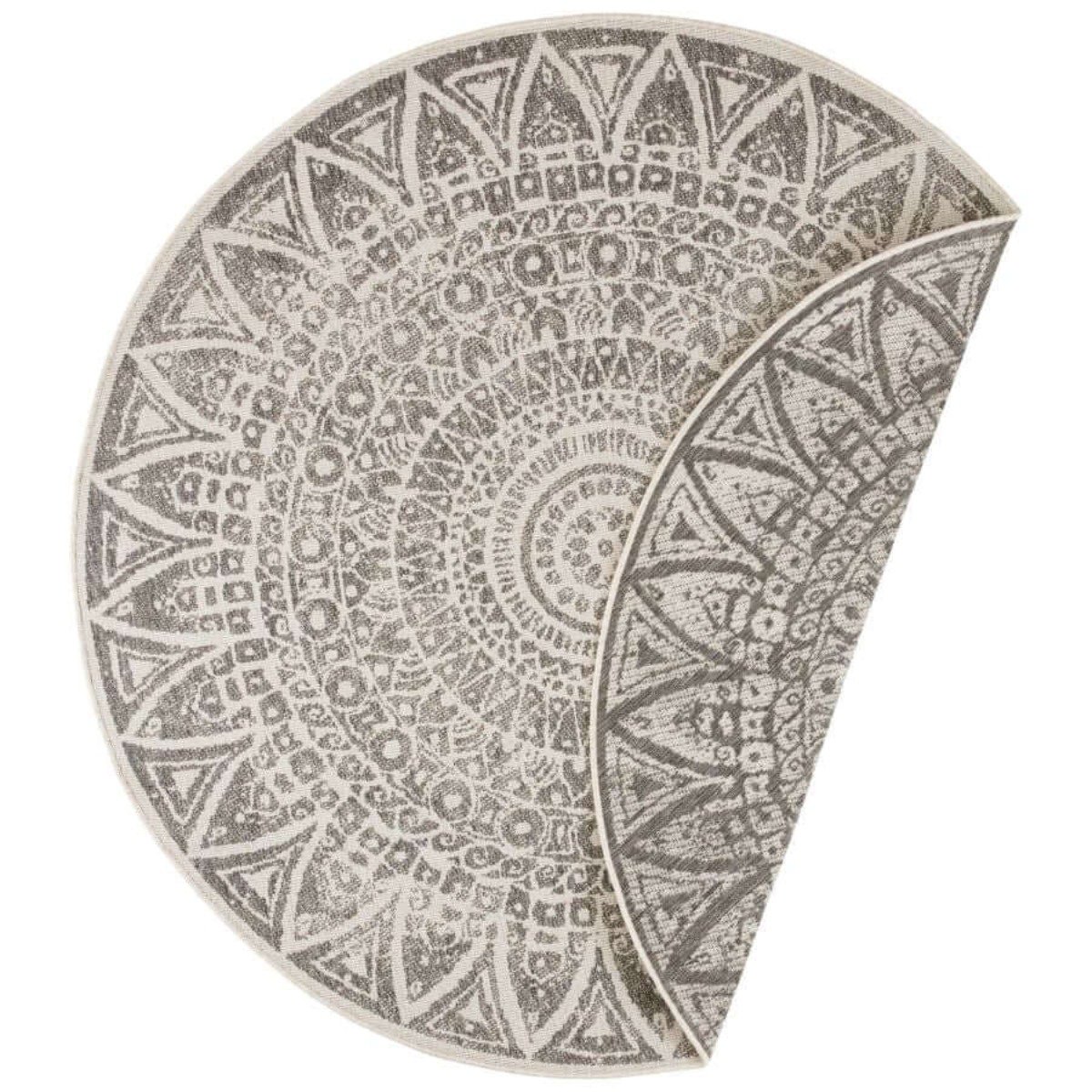 Hanse Home Grey Lilja Vintage Indoor Outdoor Reversible Round Rug - 100cm