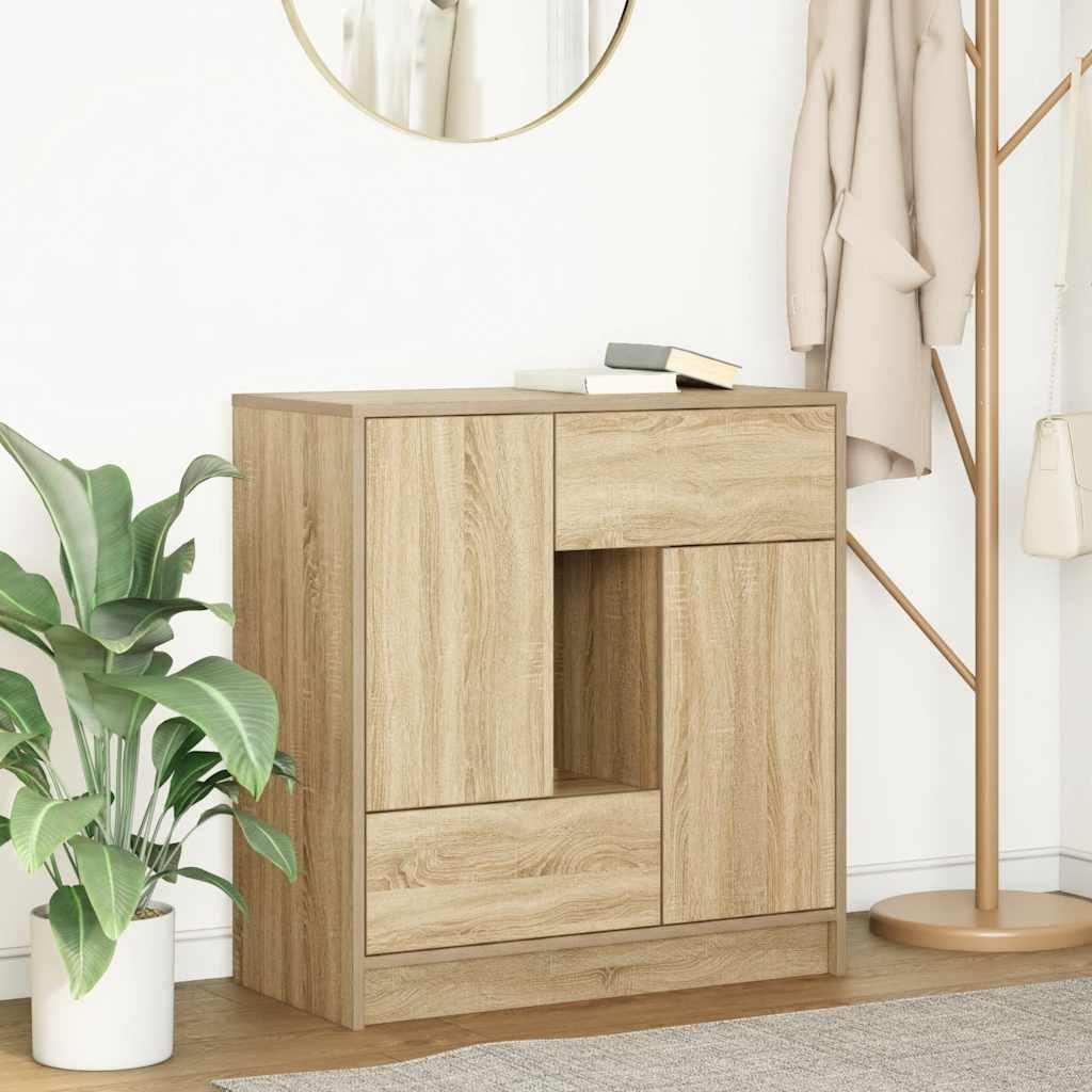 Walplus Engineered Wood Drawer Sideboard - Light Oak - 70.5 x 34 x 74.5 cm
