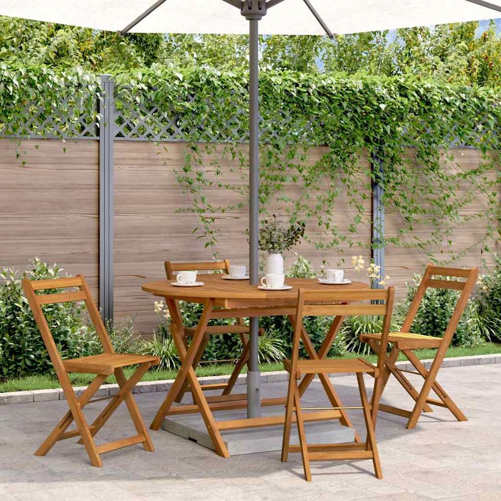 Walplus Solid Acacia Wood Folding Garden Table - Brown - 110 cm