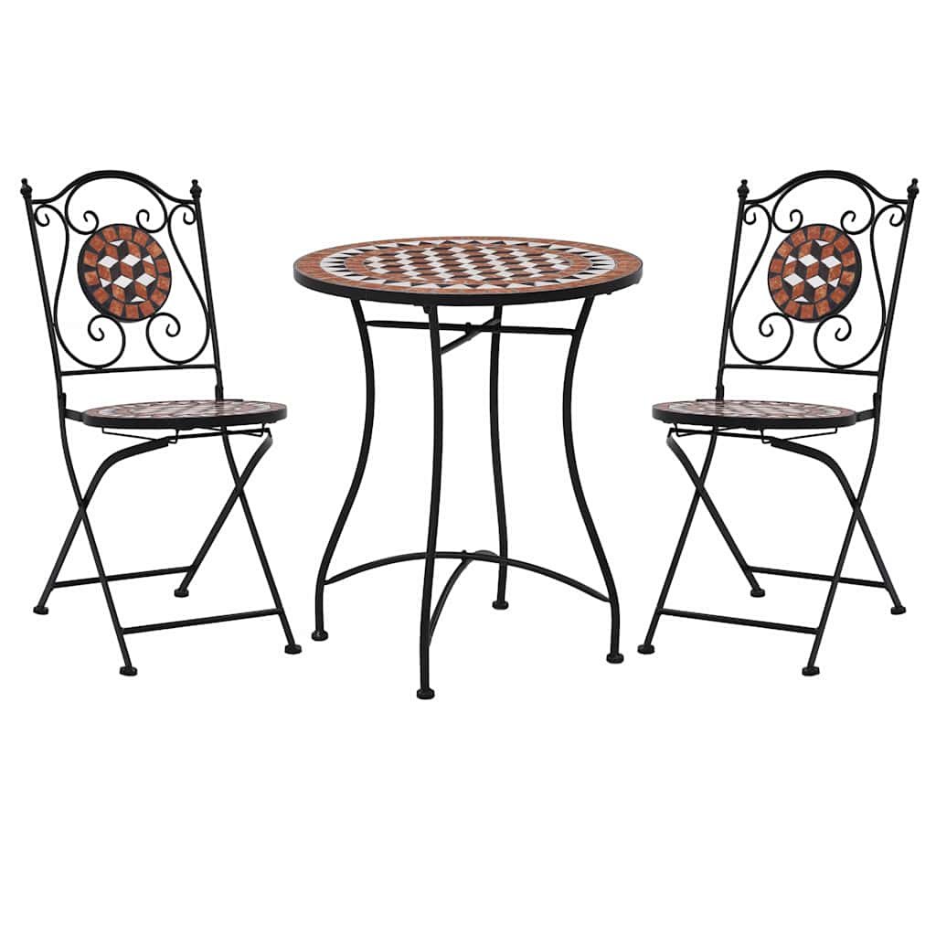 Walplus 3 Piece Iron Bistro Set - Brown - 60 x 72 cm