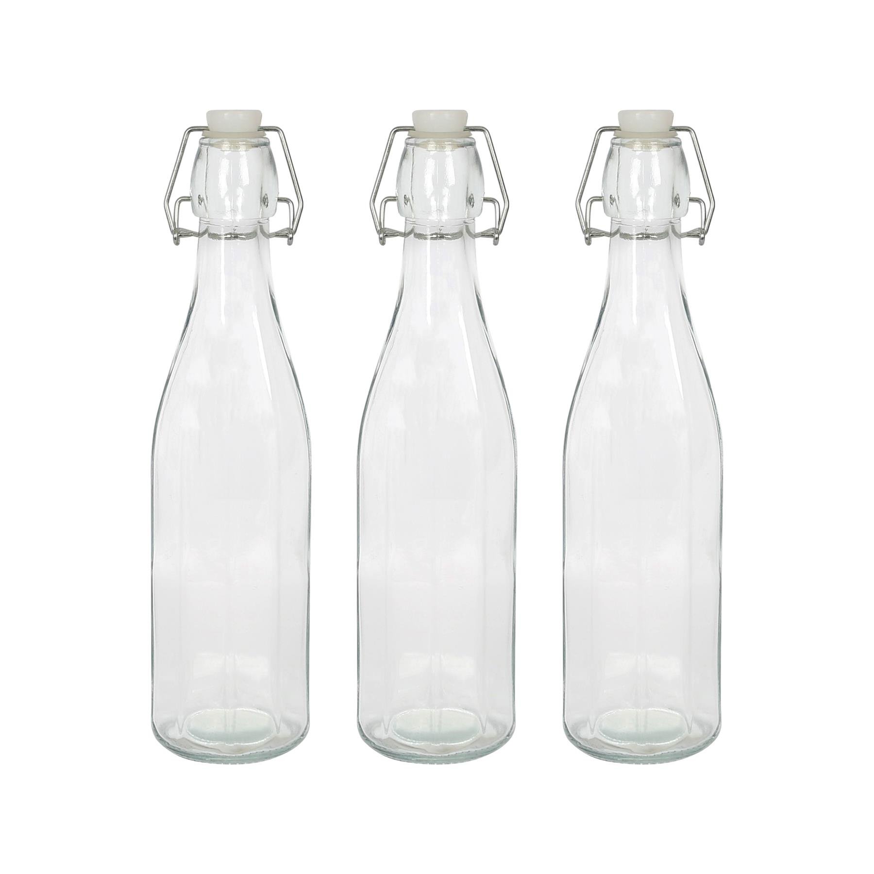 Argon Tableware Glass Bottles with Swing Top - Pack of 3