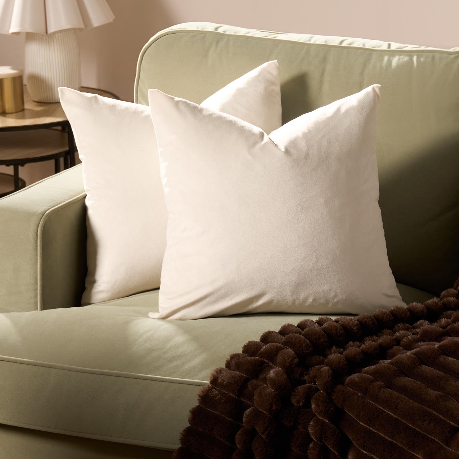 OHS 2 Pack Matte Velvet Cushion Covers 45 x 45cm - Cream