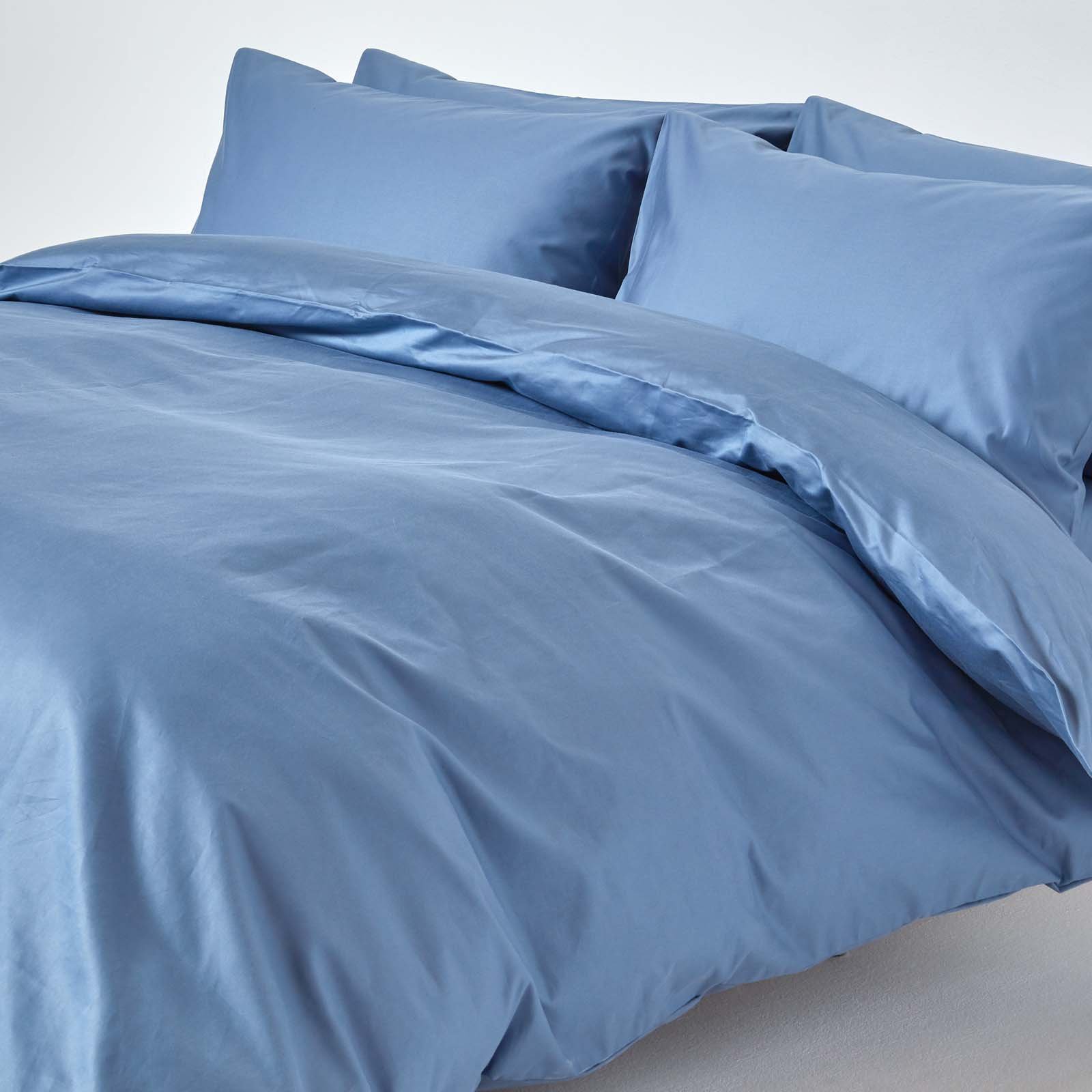 Homescapes Egyptian Cotton Pale Blue Sateen Bedding Set - Super King