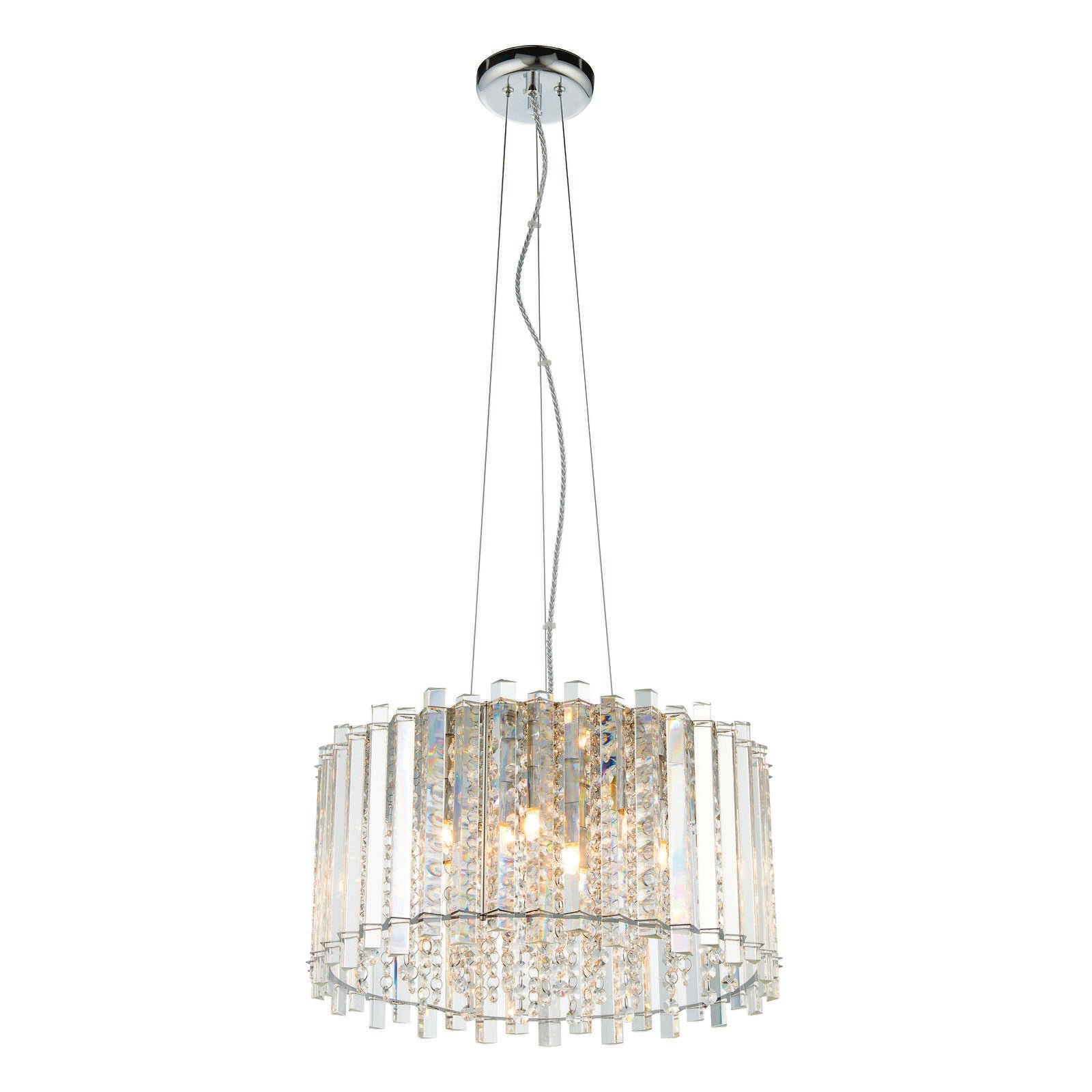 Loops Direct Steel and Crystal Ceiling Pendant - Chrome Plate
