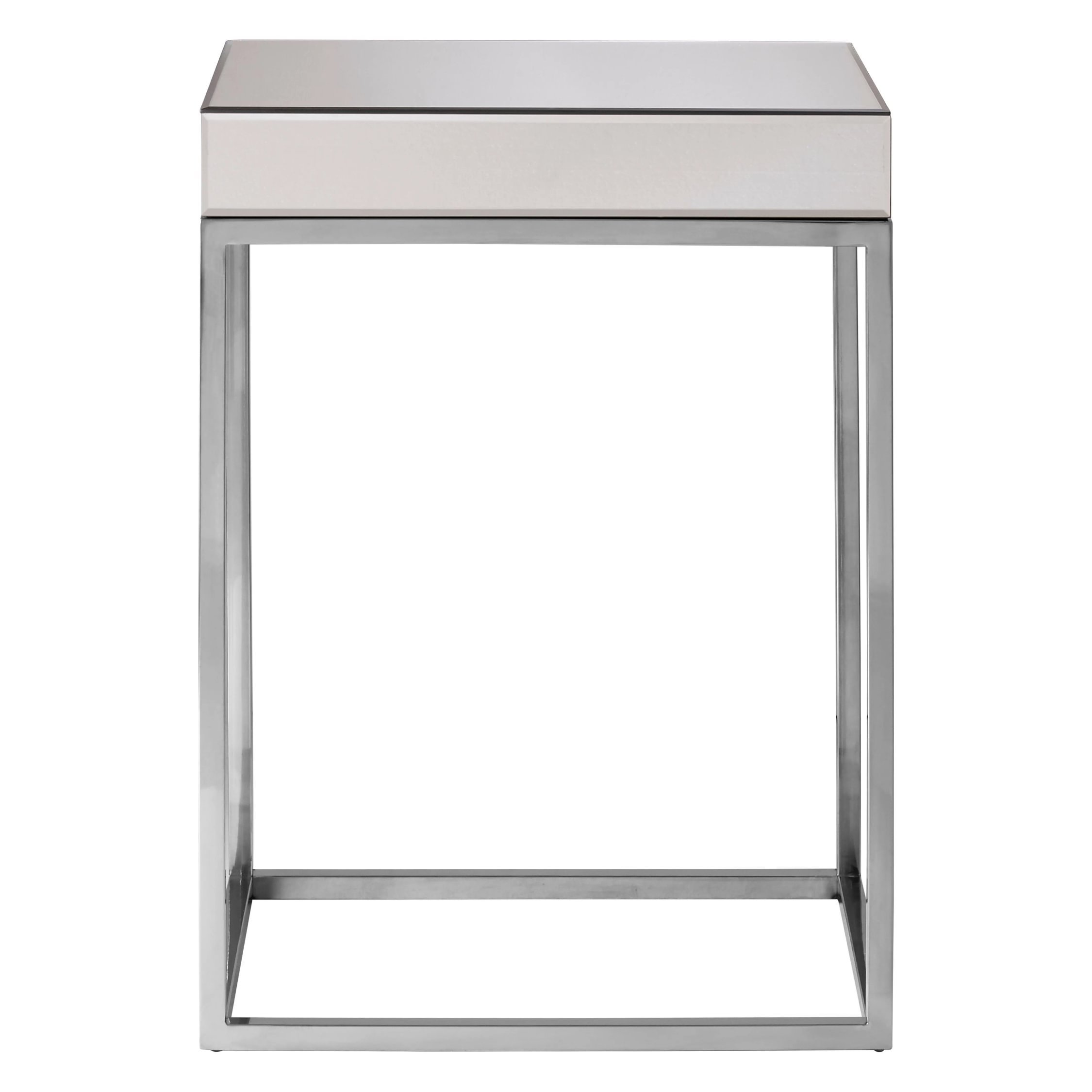 Orsina Gianna Mirrored Side Table - Silver