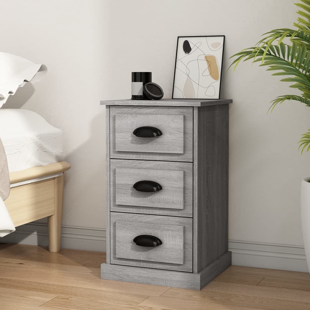 Walplus Engineered Wood Bedside Cabinet - Grey and Oak - 39 x 39 x 67 cm