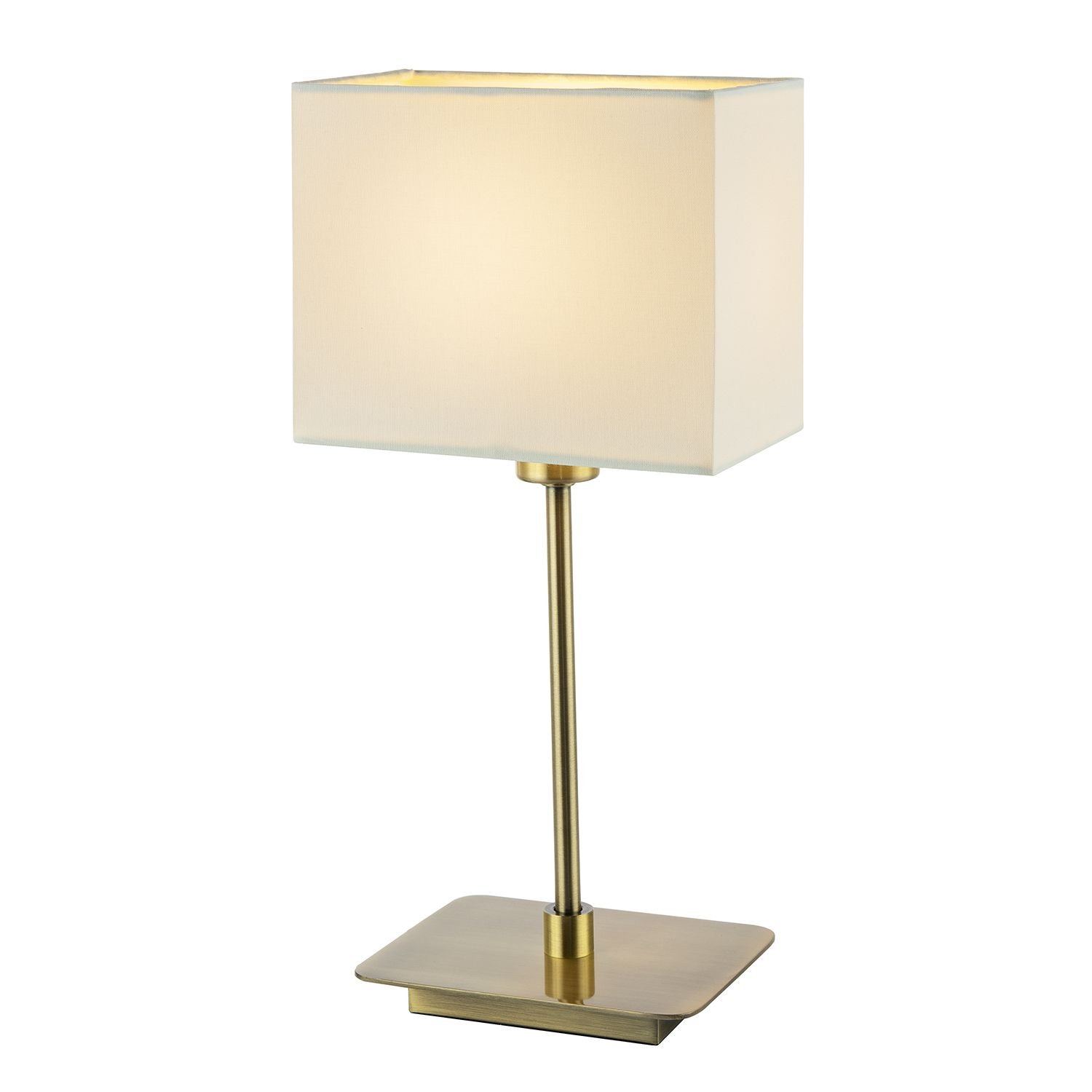 Happy Homewares Antique Brass Bedside with White Cotton Fabric Table Lamp - 16cm