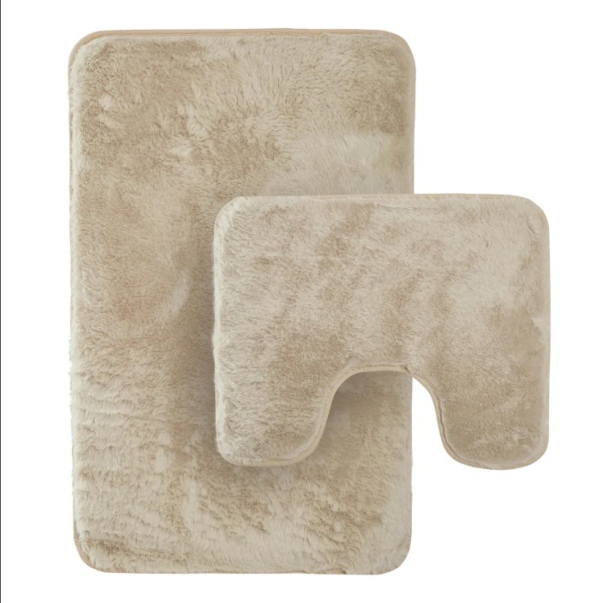 New Edge Blinds Extra Soft 2-Piece Non-Slip Bath Mat & Pedestal Set - Natural