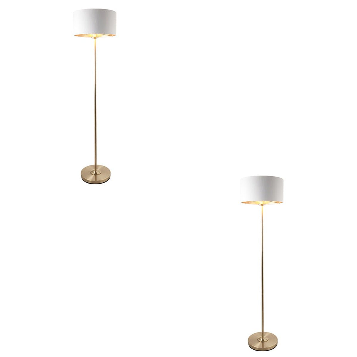 Loops Direct Pack of 2 Antique Brass Floor Lamp - Vintage White