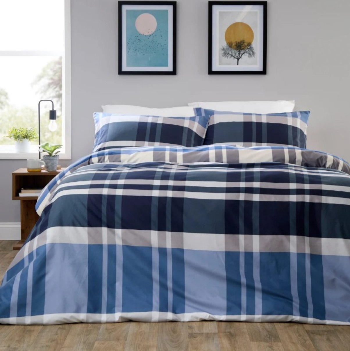 New Edge Blinds Dylan Check Blue Duvet Set - King