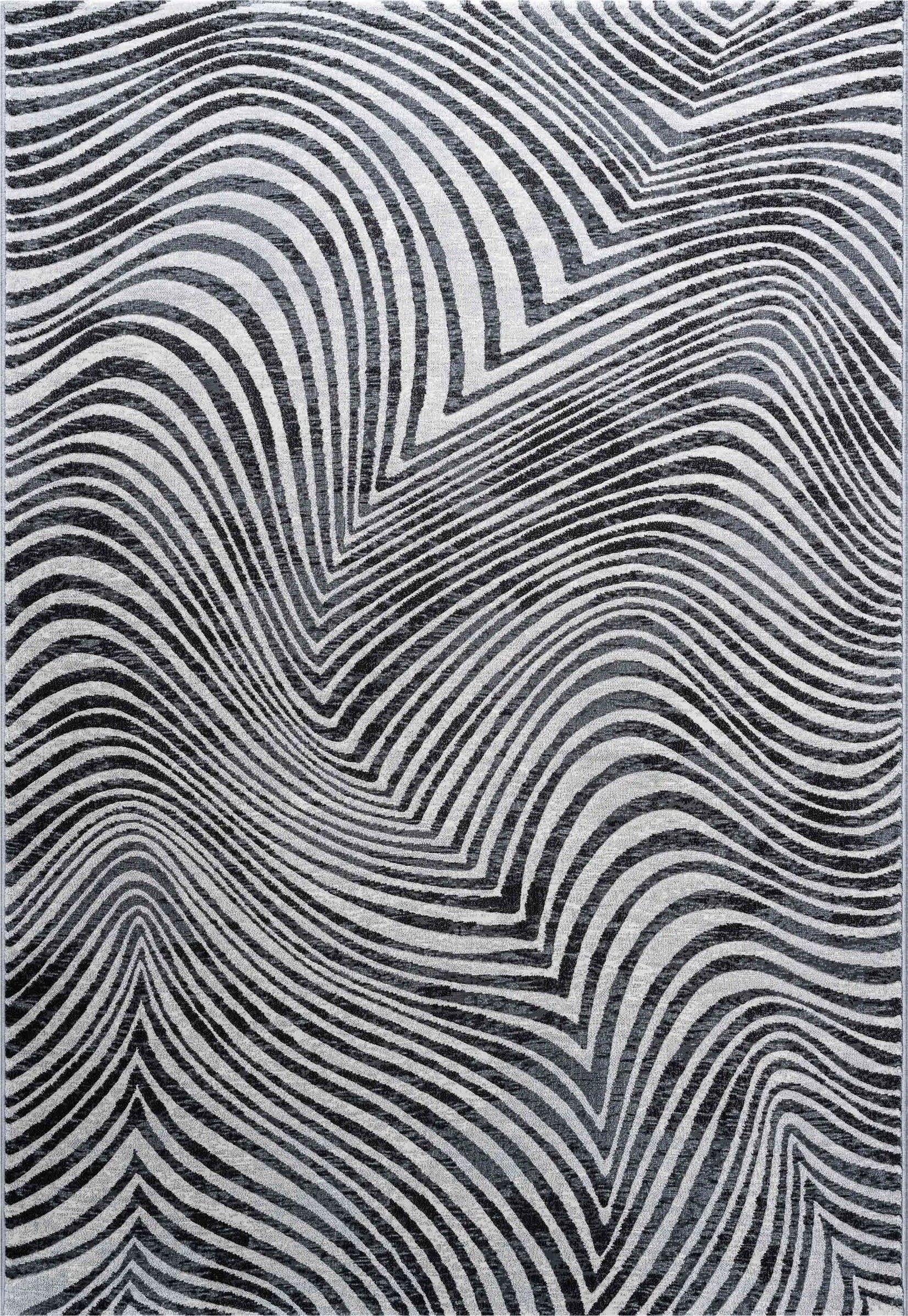 Mega Flooring Black Modern Abstract Rug - 133 x 195cm