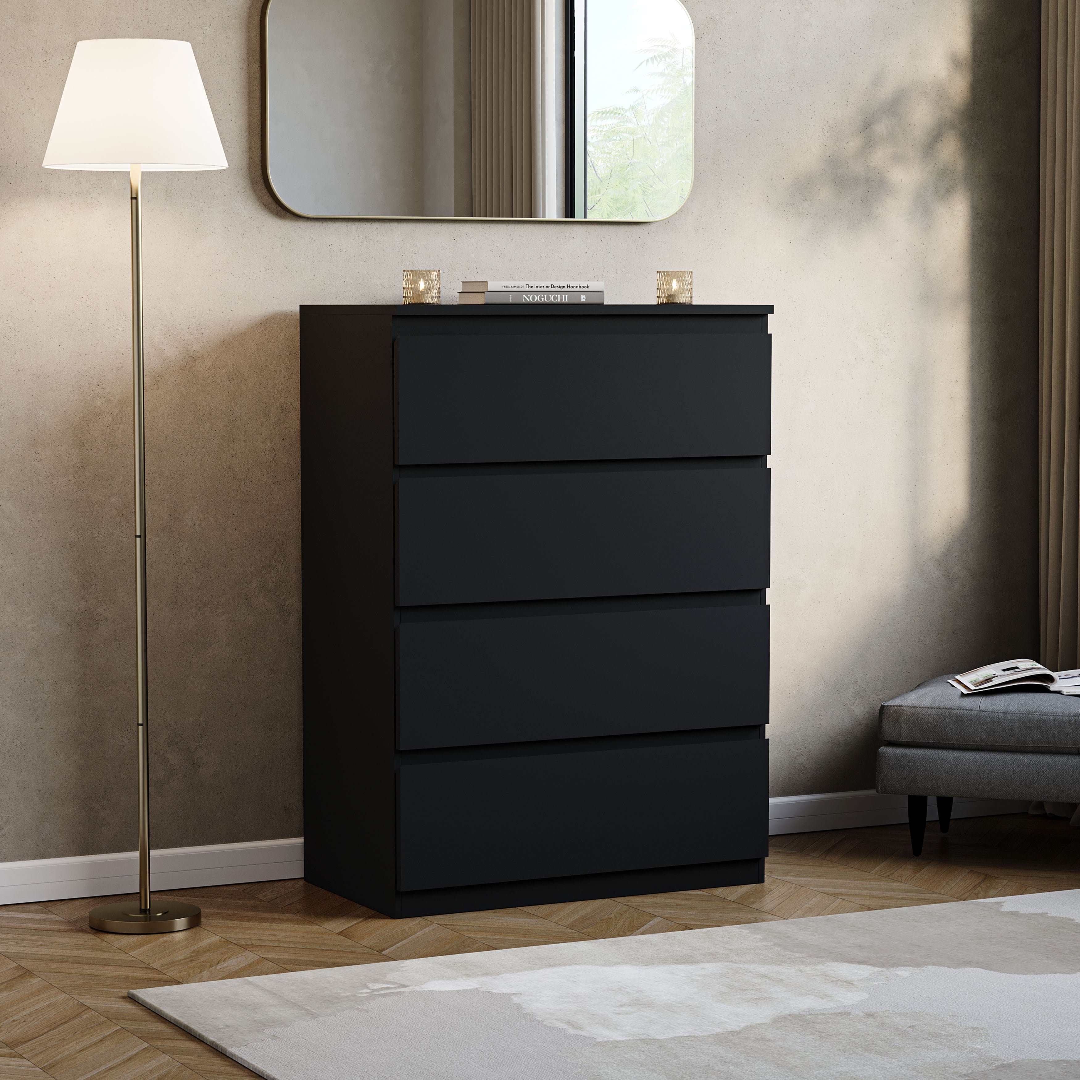 Vida Designs Denver 4 Drawer Chest - Black