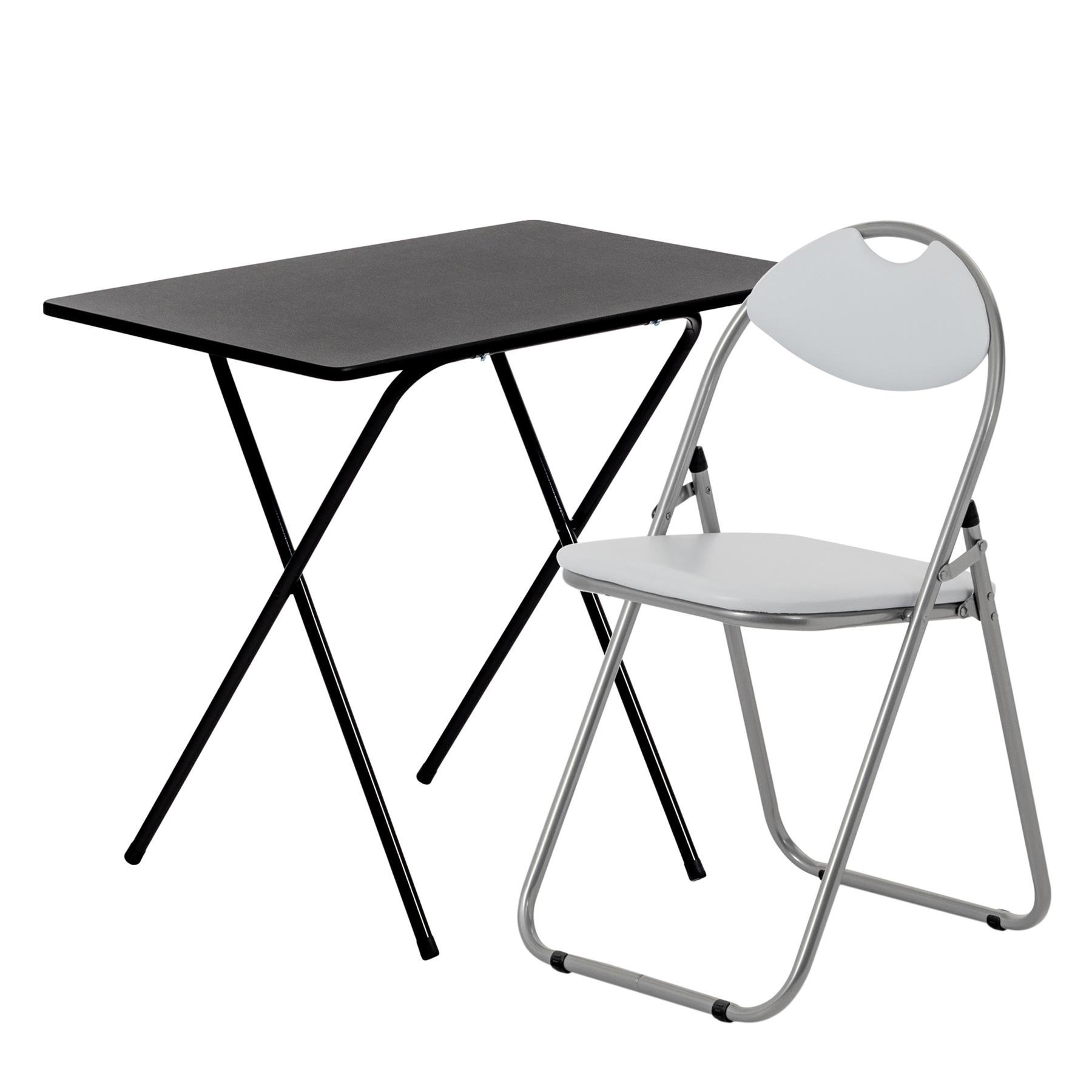 Harbour Housewares Black Wooden Folding Desk & Chair Set - White