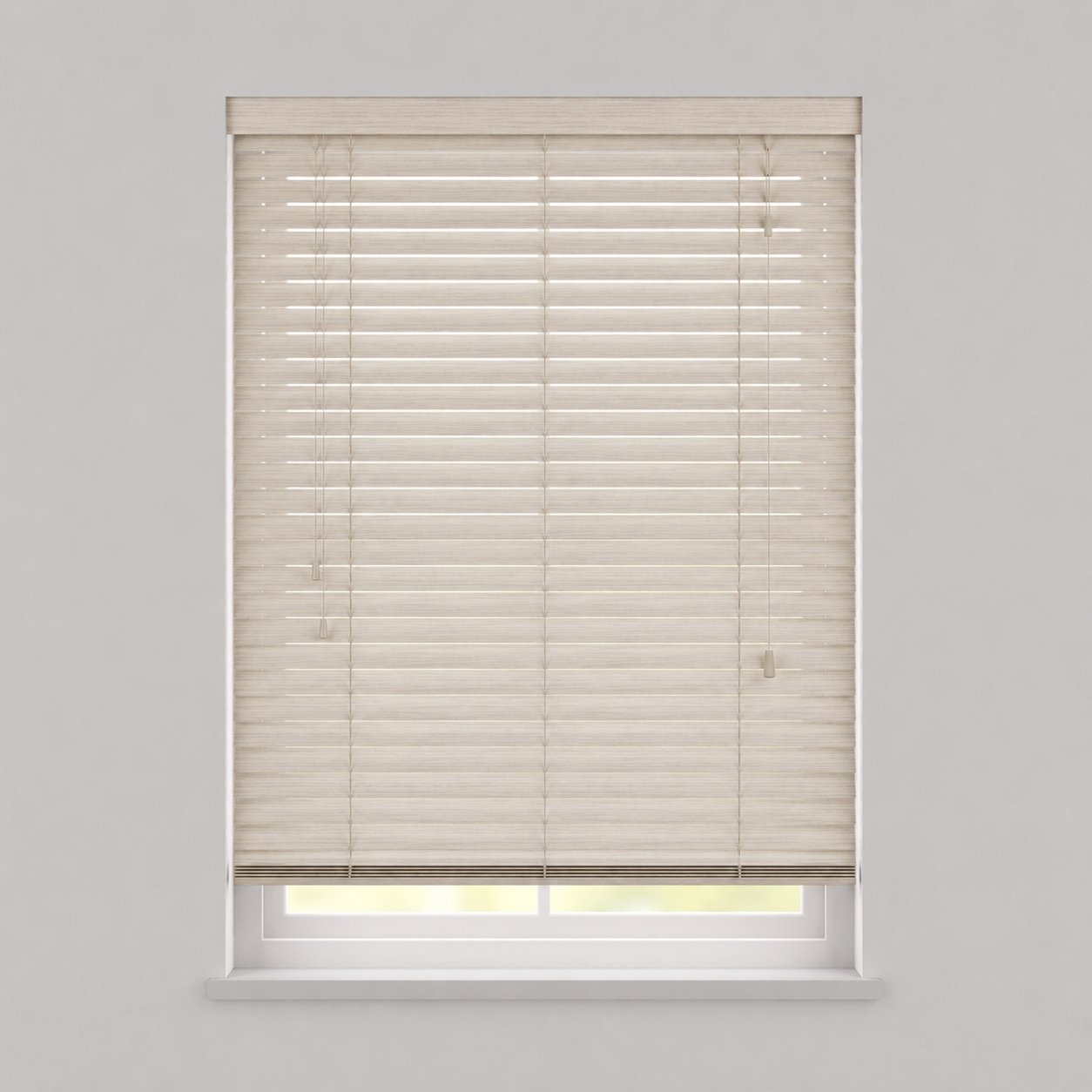 New Edge Blinds Natural Oak Faux Wood String Venetian Blind - 50cm x 120cm