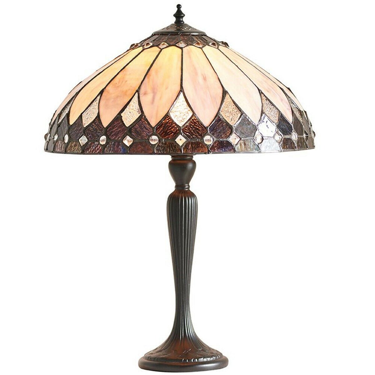 Loops Direct Glass and Polyester Resin Table Lamp - Dark Bronze and Rich Cream