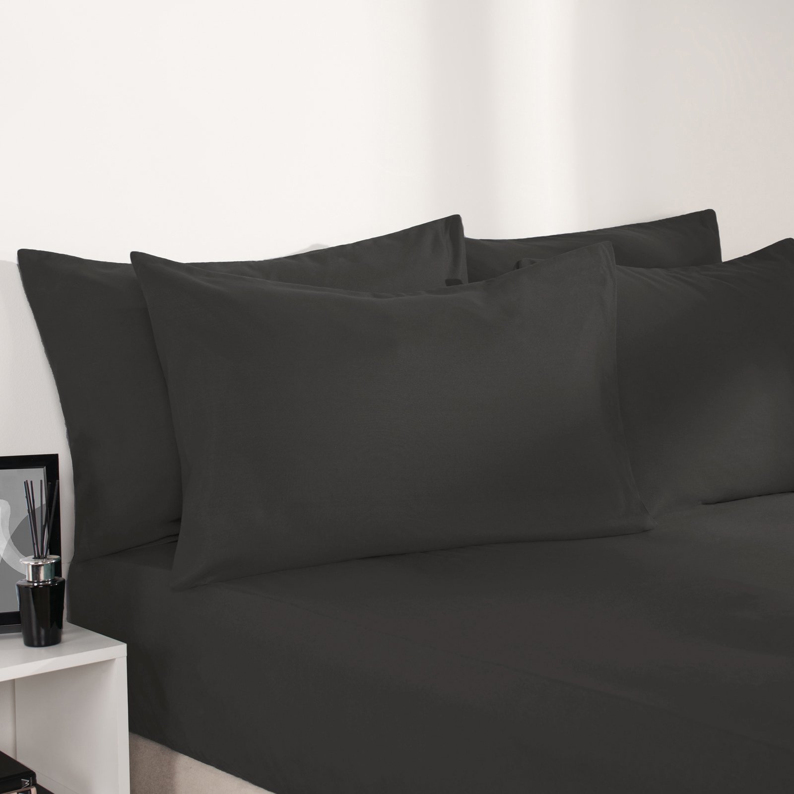 OHS Plain Dyed Microfibre Fitted Bed Sheet Charcoal - Double