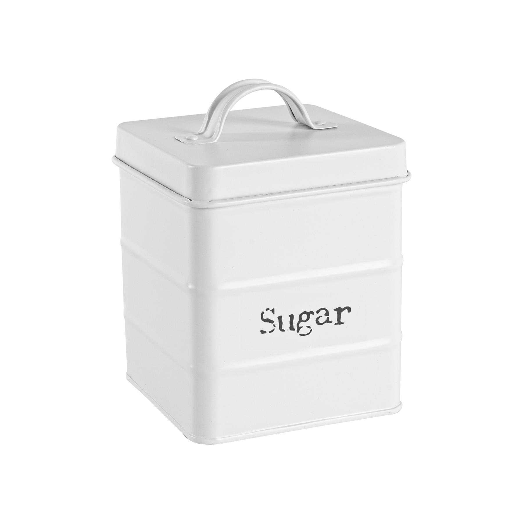 Harbour Housewares Vintage Metal Kitchen Sugar Canister - White