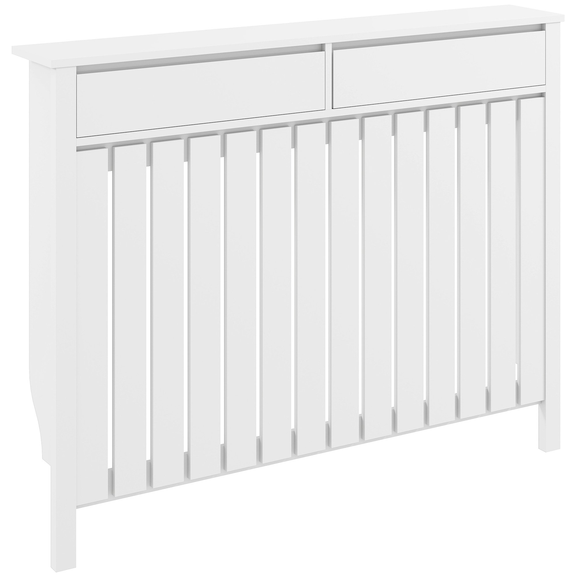 HOMCOM 119cm MDF Industrial Radiator Cover with Drawer - White