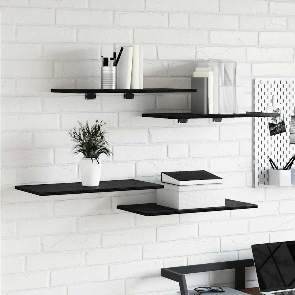 Walplus 3 Tier Engineered Wood Bookshelf - Black - 60 x 30 x 1.5 cm