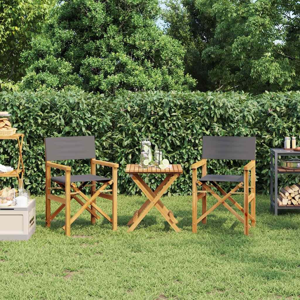 Walplus 2 Piece Wood Folding Directors Chairs - Grey - 55 x 54 x 85 cm