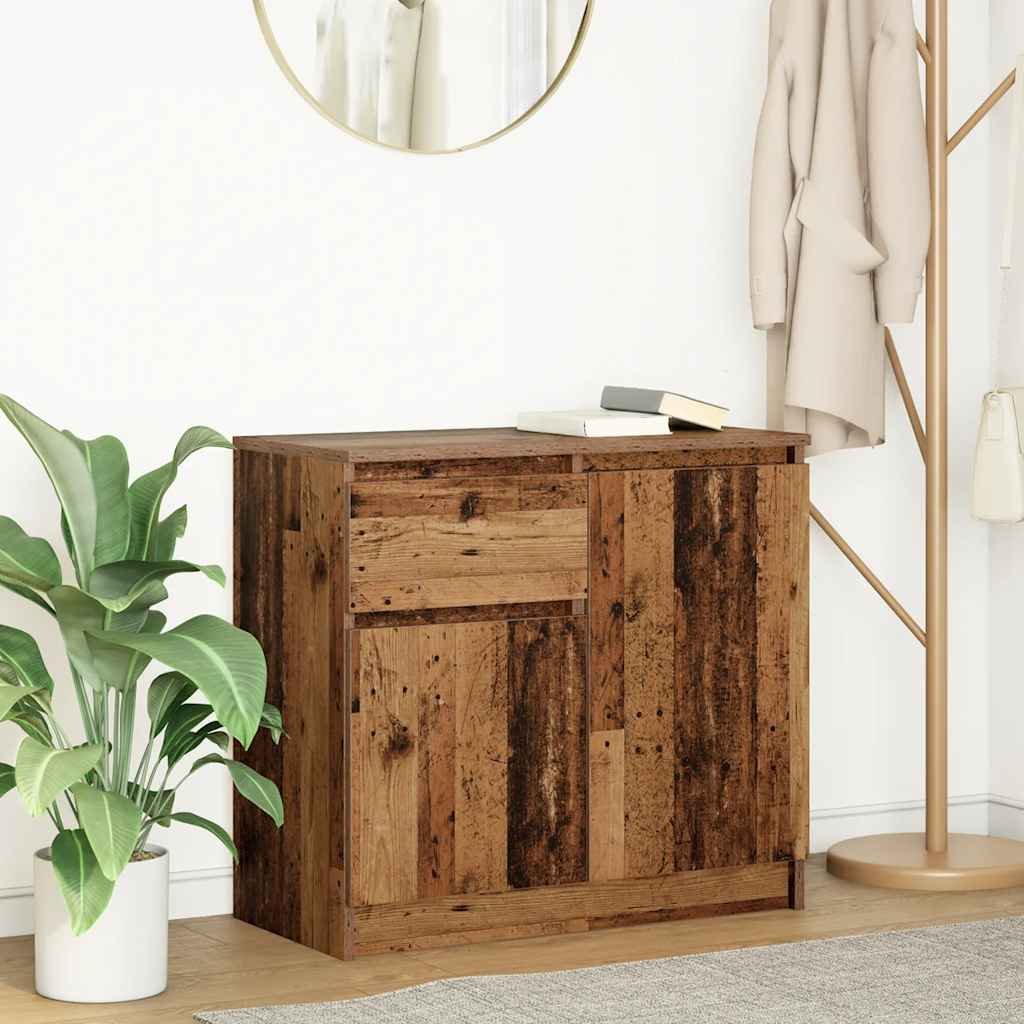 Walplus Engineered Wood 1 Drawer Sideboard - Dark Wood - 71 x 35 x 65 cm