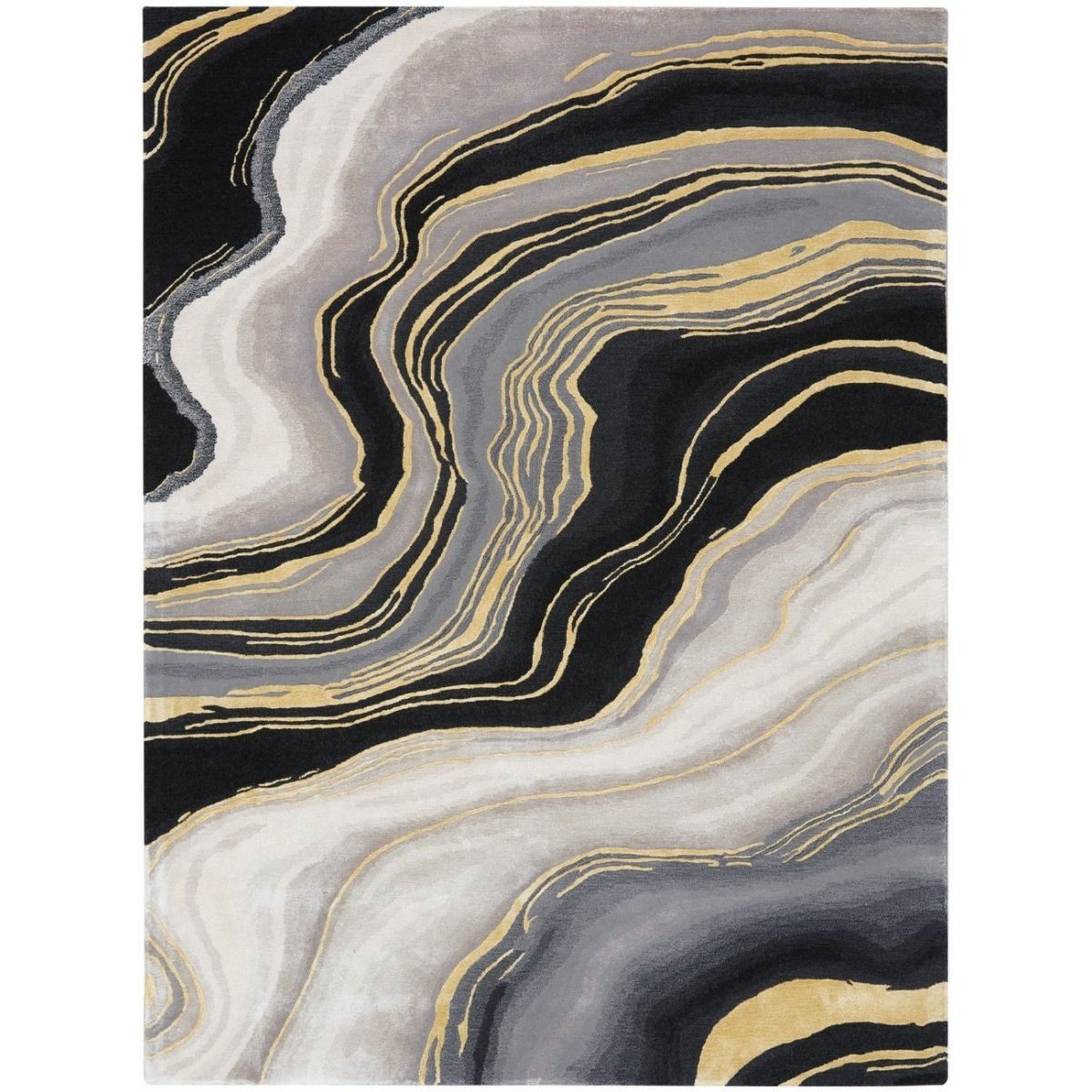 Mega Flooring Black Handmade Abstract Rug - 168 x 226cm
