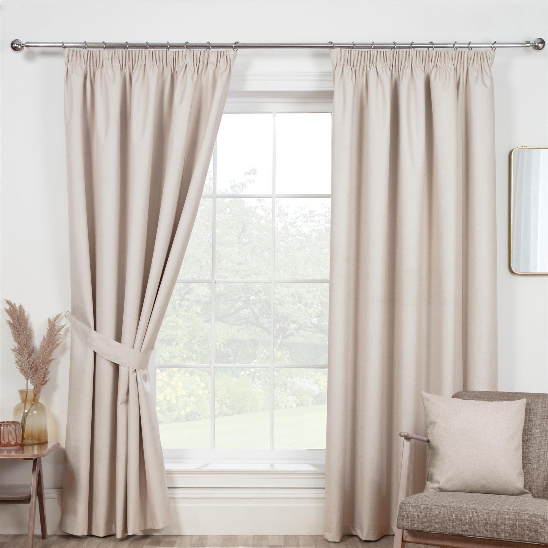 Sundour Eclipse Pencil Pleat Curtains - Natural - 117 x 137cm