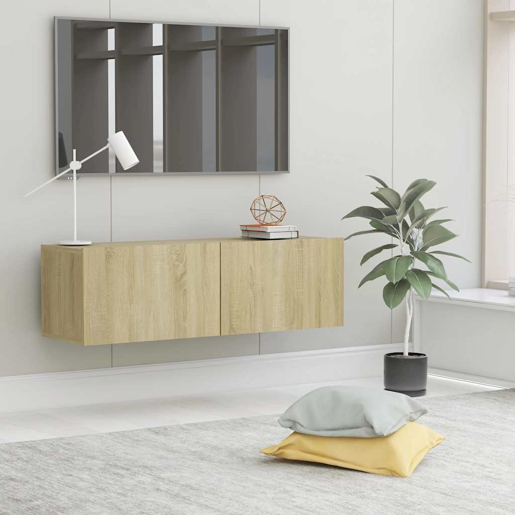 Walplus Engineered Wood TV Cabinet - Light Oak - 100 x 30 x 30 cm