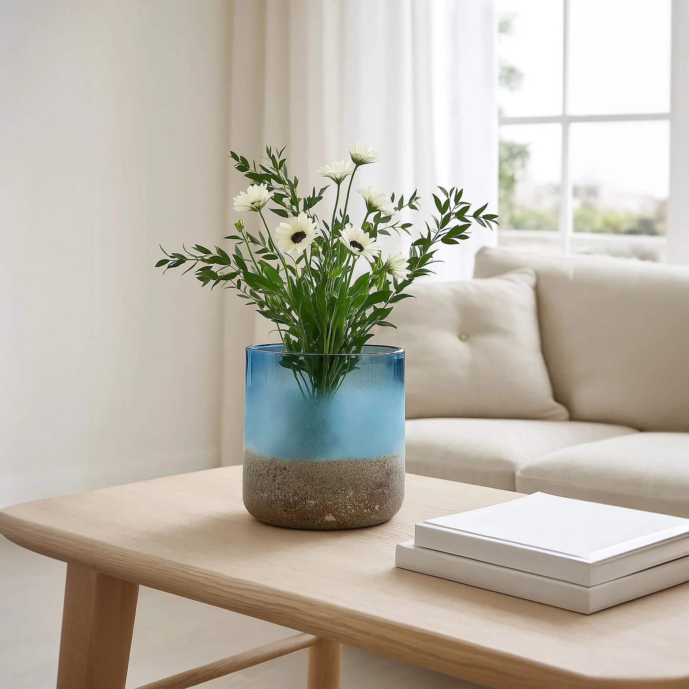 Orsina Chiara Small Sand Effect Glass Vase – Blue