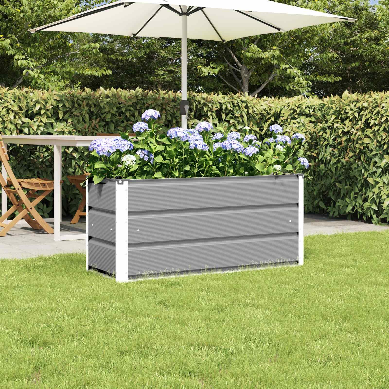Walplus Steel Garden Planter - Light Grey - 100 x 40 x 45 cm