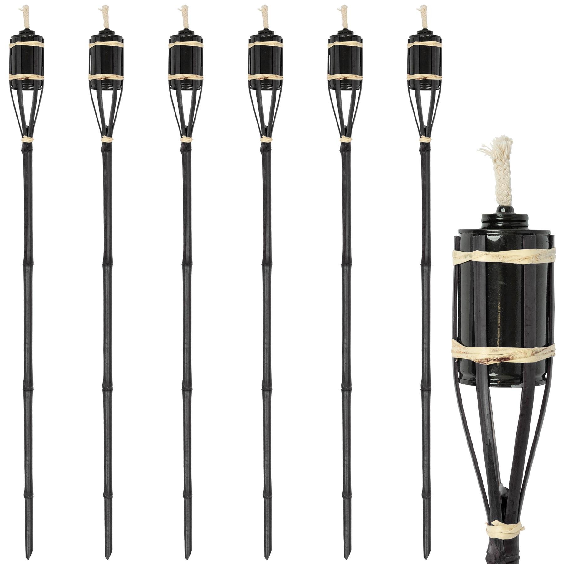 Harbour Housewares Bamboo Garden Torches - 113cm - Black - Pack of 6