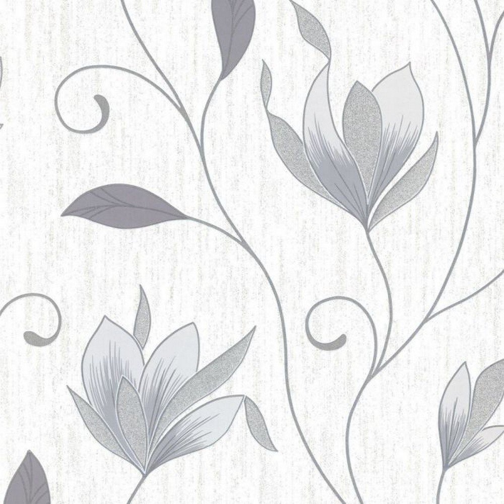 Envy Synergy Floral Textured Wallpaper - Dove Grey