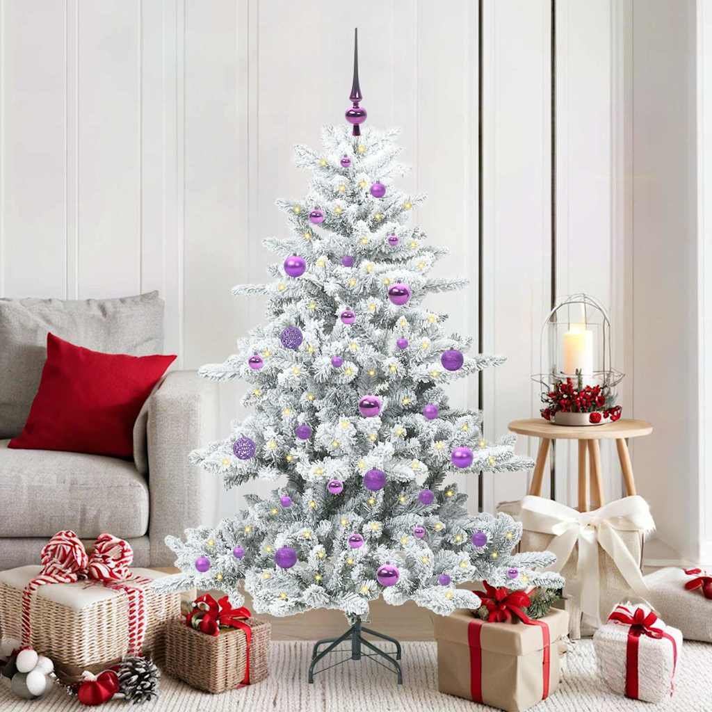 Walplus 150 LED Lights Hinged Christmas Tree Snow Tipped - White - 150 cm