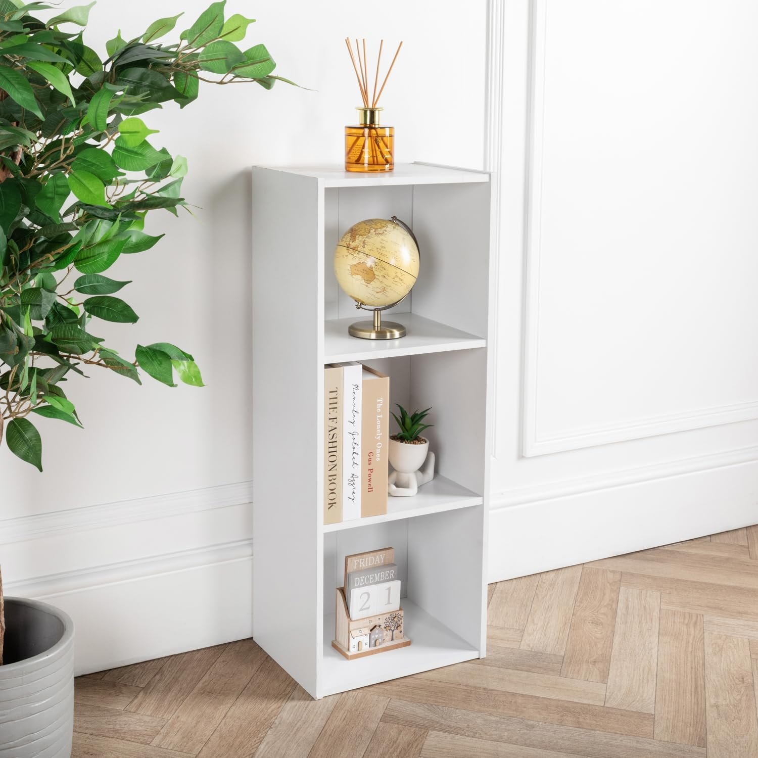 Home Treats Wooden 3 Tier Cube Bookshelf - White